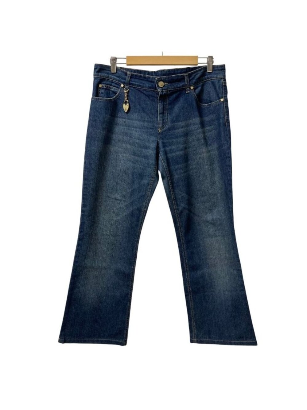 Gucci Heart Charm Processed Flare Denim Pants Jeans Large Indigo 46